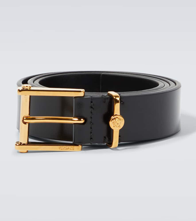 Versace Column Leather Belt In Black