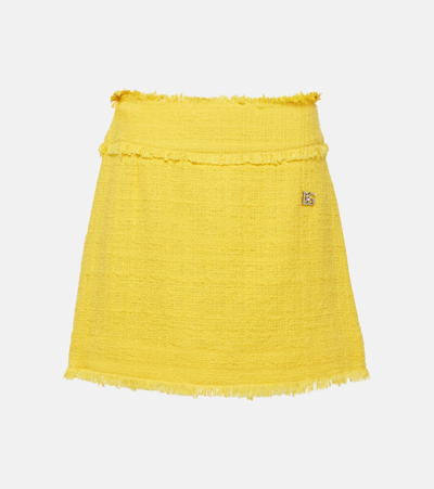 Dolce & Gabbana 棉质混纺花呢迷你半身裙 In Yellow