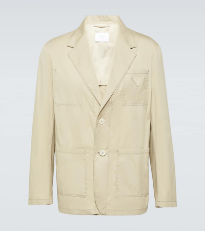 Prada Cotton Cargo Blazer In Neutral