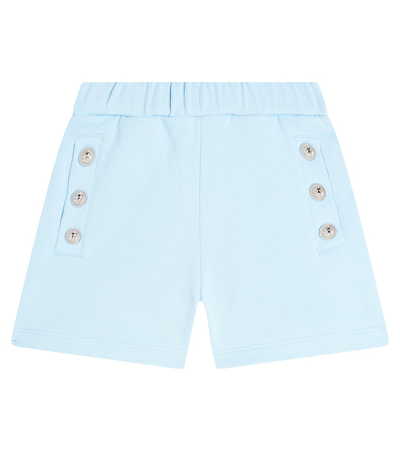 Balmain Kids' Cotton Jersey Shorts In Blue