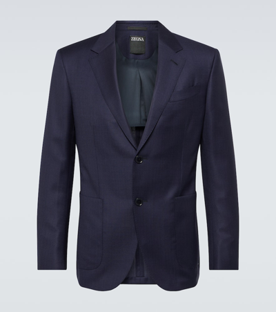 Zegna Men's Wool And Linen Jacket In Blue