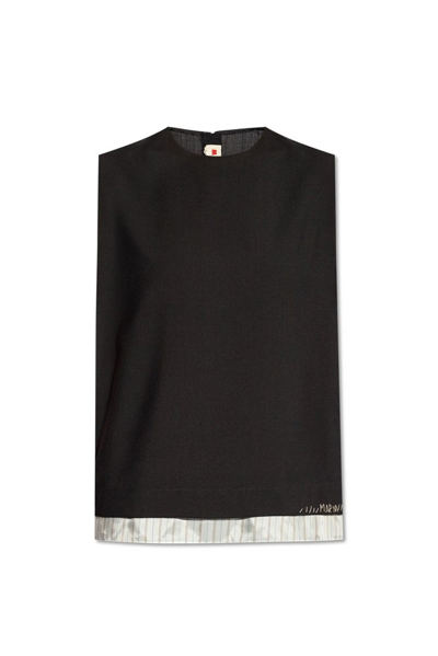 Marni Stripe-detail Layered Blouse In Black