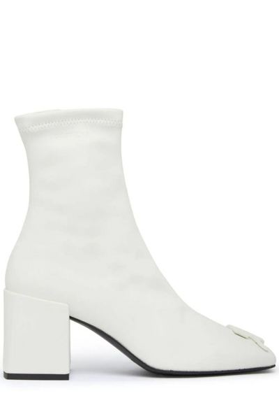 Courrèges Low Heels Ankle Boots In White Synthetic Fibers