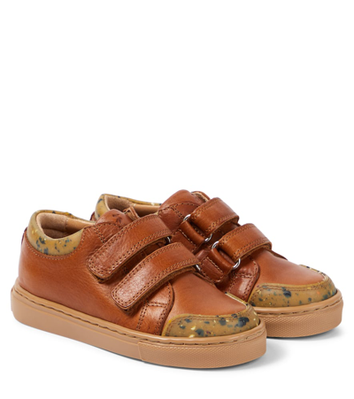 Petit Nord Kids' Low Leather Sneakers In Brown