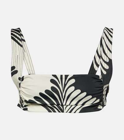 Johanna Ortiz Turkana Printed Bikini Top In Black Ecru