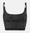 Versace Barocco Embellished Lurex Knit Bra Top In Black