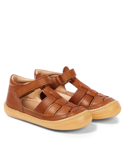 Petit Nord Kids' Speed Me Up Leather Sandals In Brown