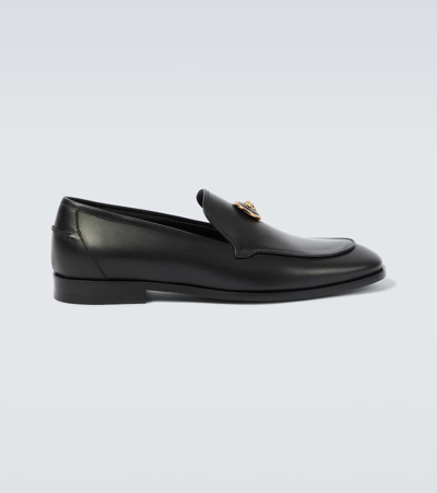 Versace Medusa Leather Loafers In Black
