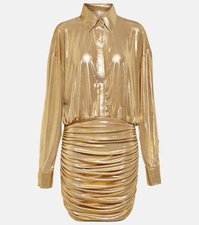 Norma Kamali Shirt Minidress In Gold