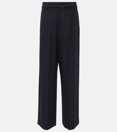 Nili Lotan Johan Virgin Wool Wide-leg Pants In Blue