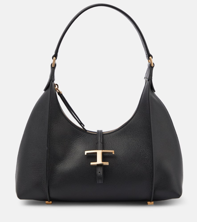 Tod's Small Tsb Hobo Leather Bag In Black