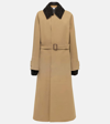 BOTTEGA VENETA LEATHER-TRIMMED COTTON-BLEND TRENCH COAT