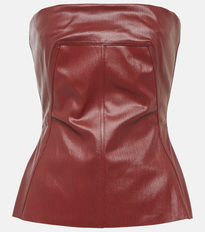 Rick Owens Coated Denim Corset Top In Red