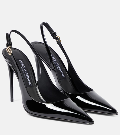 Dolce & Gabbana Patent Leather Slingback Pumps In Black