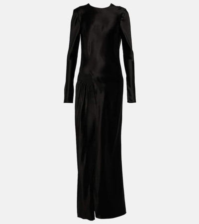 Christopher Esber Palladium Open-back Draped Satin Gown In Black