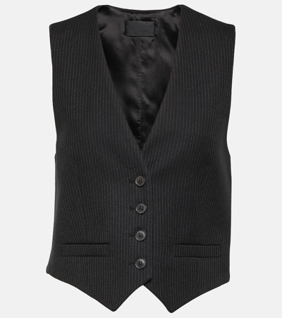 Nili Lotan Ismael Pinstripe Tailored Vest In Black Pinstripe