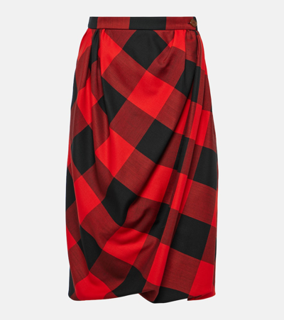 Vivienne Westwood Drunken Drape Virgin Wool Midi Skirt In Multicoloured