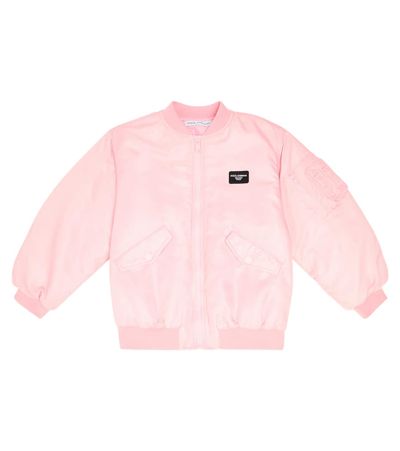 Dolce & Gabbana Kids' Logo Bomber Jacket In Pink