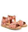 PETIT NORD CROSSOVER SCALLOP FLOWER PATENT LEATHER SANDALS