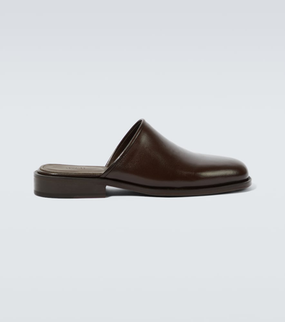 Lemaire Square Mules In Br449 Dark Brown
