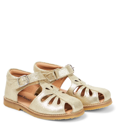 Petit Nord Kids' Butterfly Metallic Leather Sandals In Gold