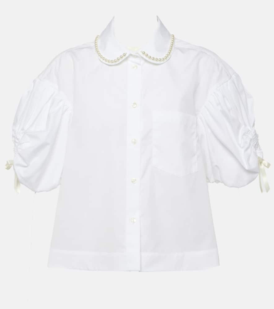 Simone Rocha Embellished Cotton Poplin Shirt In White