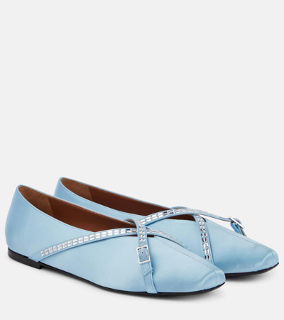 D’accori Cara Satin Ballet Flats In Blue