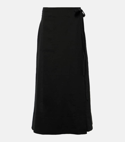 Asceno Amalfi Linen Maxi Skirt In Black