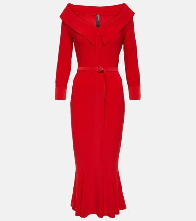 Norma Kamali Off-shoulder Midi Dress In Red