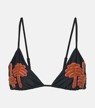 Johanna Ortiz Embroidered Bikini Top In Multicoloured