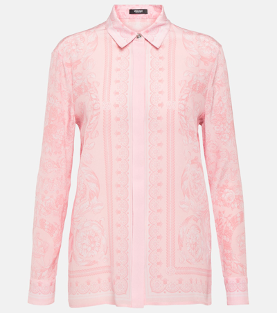 Versace Barocco Printed Buttoned Shirt In Rosa