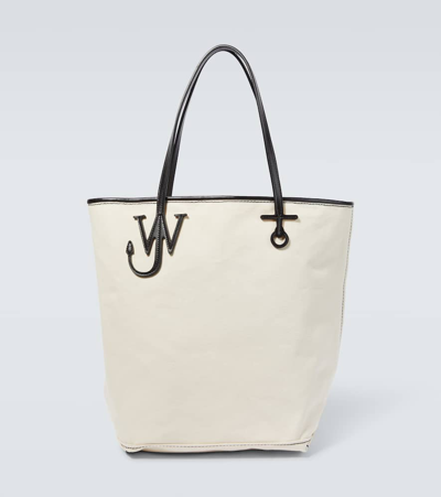 Jw Anderson Anchor Tall Canvas Tote Bag In Neutrals