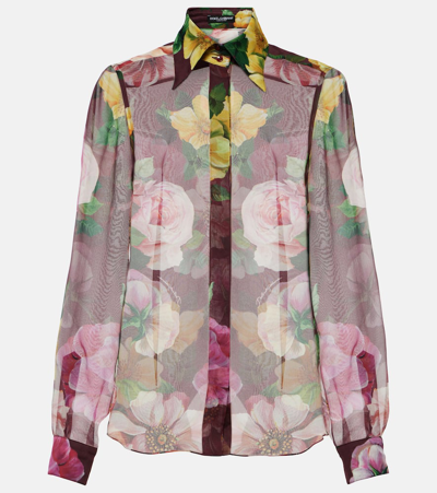 Dolce & Gabbana Printed Silk Chiffon Blouse In Multicoloured