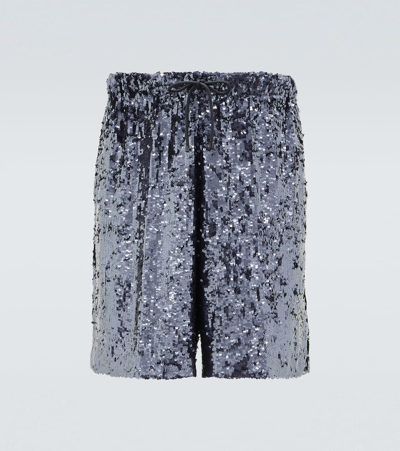 Dries Van Noten Sequined Shorts In Black