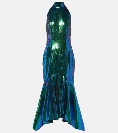 Alexandre Vauthier Sequined Fishtail Midi Dress In Multicoloured