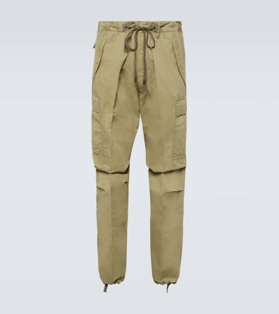 Tom Ford Enzyme Cotton Twill Cargo Pants In Green