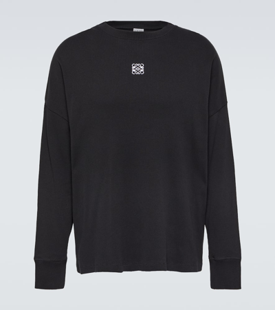Loewe Mens Ribbed Long-sleeve Cotton-jersey T-shirt Black
