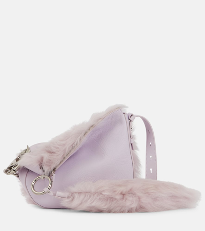 Burberry Knight Small Leather Crossbody Bag In Purple
