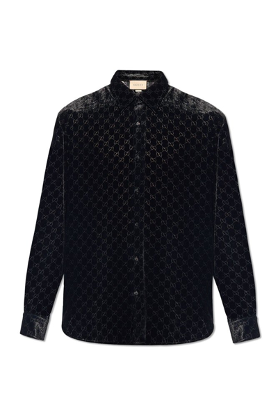 Gucci Gg Velvet Shirt In Black