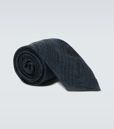 Berluti Jacquard Silk Tie In Blue