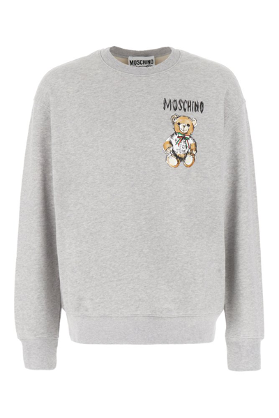 Moschino Teddy Bear Printed Crewneck Sweatshirt In Grey