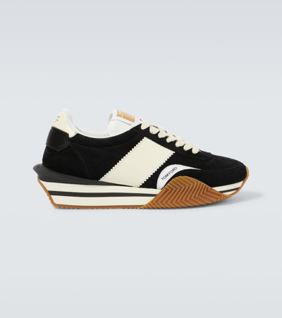 Tom Ford James Suede Sneaker In Nero