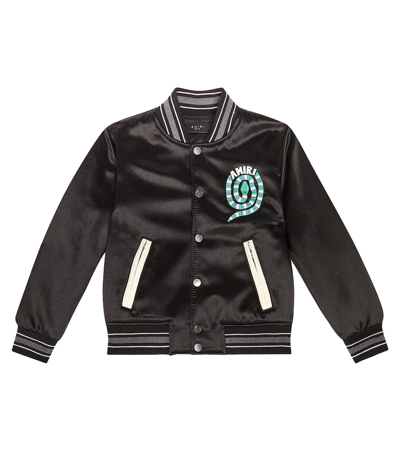 Amiri Kids' Snake Embroidered Bomber Jacket In Black