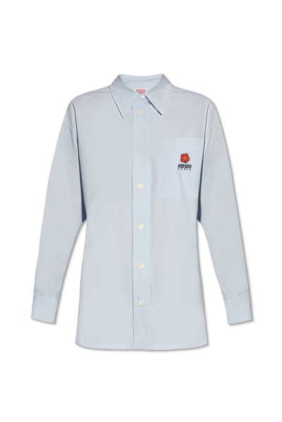 Kenzo Boke Flower Embroidered Buttoned Shirt In Blue