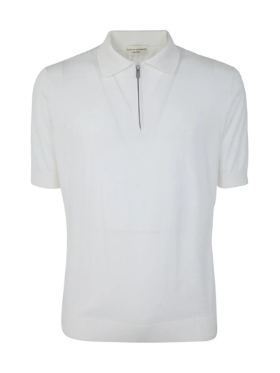 Filippo De Laurentiis Short Sleeve Zip Polo In White