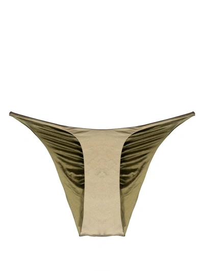 Isa Boulder Gathered-detail Bikini Bottoms In Goldgrass