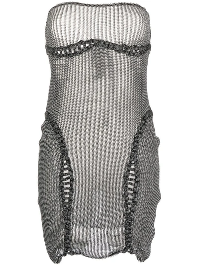 Isa Boulder Crochet Knit Dress In Static