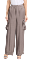 Shop Stateside Viscose Satin Cargo Pants Walnut