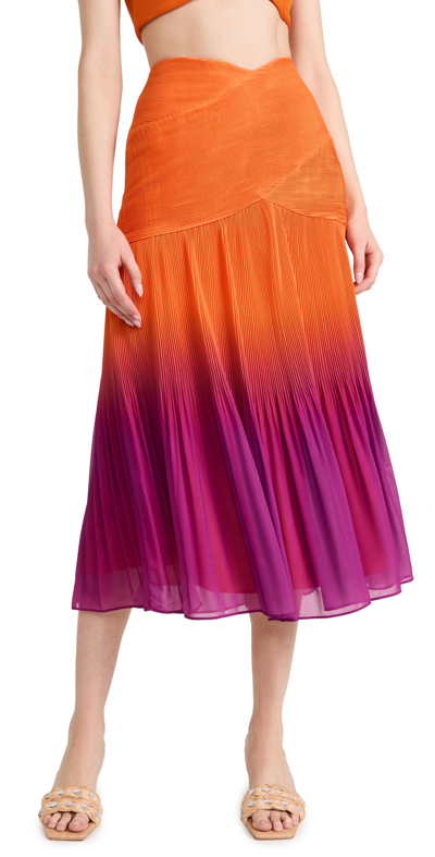 Amur Louise Ombre Pleated Maxi Skirt In Purple