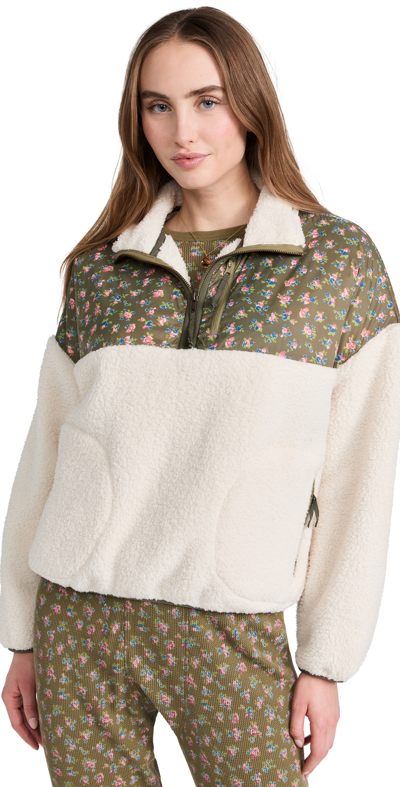 The Great Outdoors The Plush Colorblock Terrain Half Zip Cypress Floral M